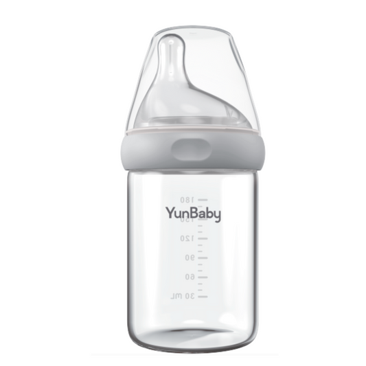 YunBaby Wide Neck Anti-Colic Glass Baby Bottle 180ml