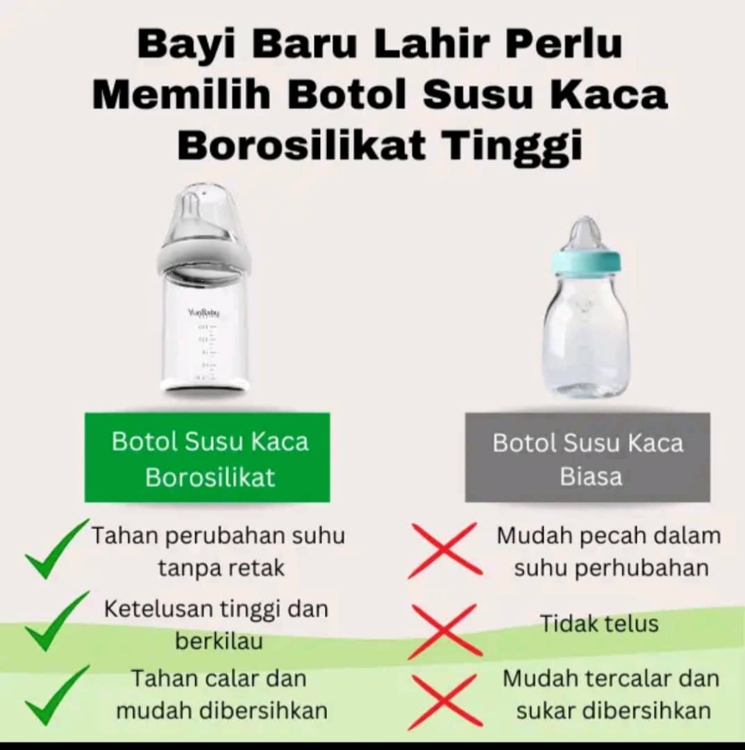YunBaby Wide Neck Anti-Colic Glass Baby Bottle 180ml